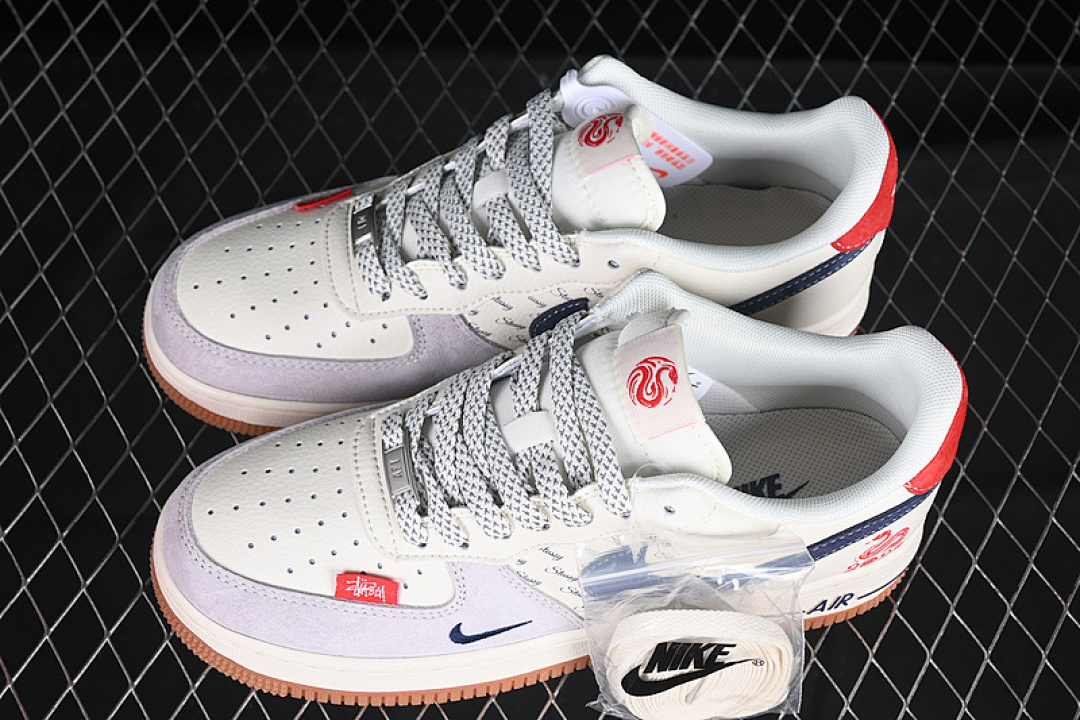 Nike [XS1958-502]-[AIR FORCE 1 07 LOW WHITE/GREY/RED/BLUE]-[WOMAN:36-39]-[MAN:40-45] - Image 11