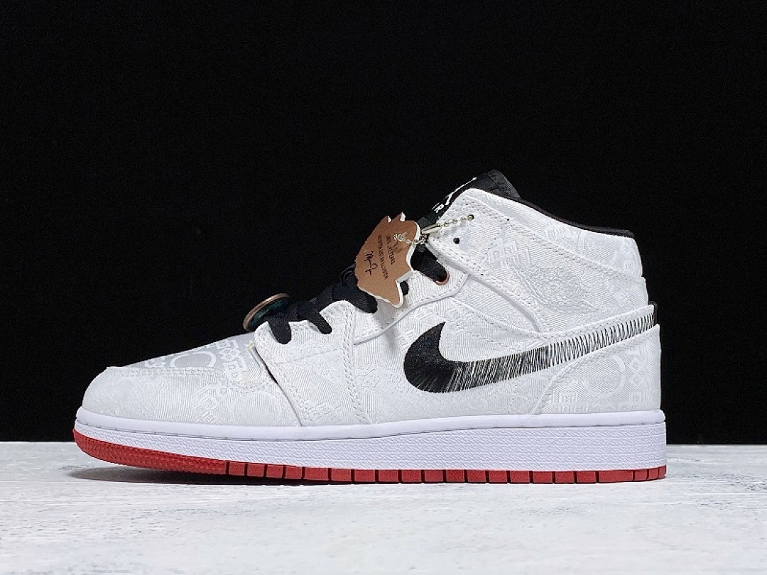 Jordan [CU2804-100]-[GET CLOT X AIR JORDAN 1 MID FEARLESS WHITE/BLACK-RED]-[UNISEX:36-46], photo 1
