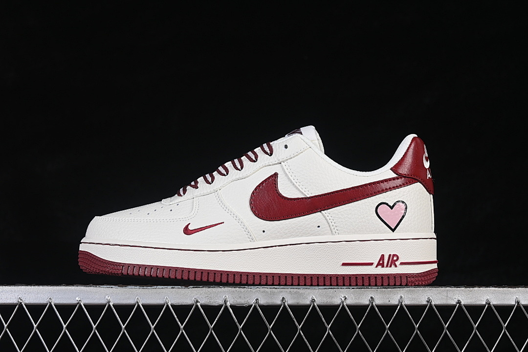 Nike [NH0601-539]-[AIR FORCE 1 07 LOW CASUAL SNEAKERS WHITE/WINE RED]-[WOMAN:36-39]-[MAN:40-45], photo 1