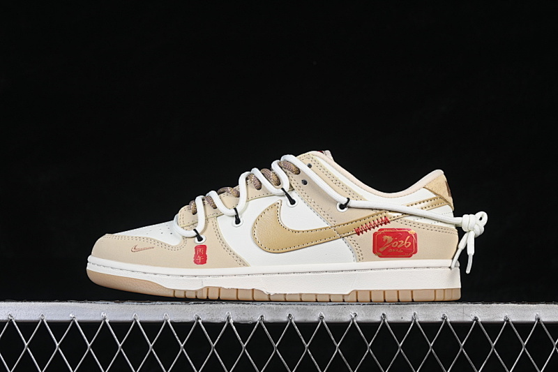 Nike SB DUNK LOW LOW-TOP CASUAL SNEAKERS WHITE/BROWN · YX5066-C91, photo 1