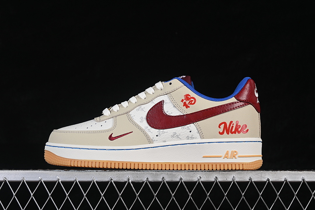 Nike [NH0601-519]-[AIR FORCE 1 07 LOW CASUAL SNEAKERS WHITE/BROWN/RED]-[WOMAN:36-39]-[MAN:40-45] - Image 2