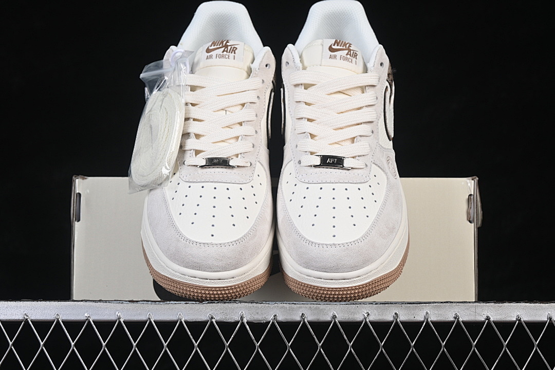 Nike [MM3399-809]-[AIR FORCE 1 07 LOW CASUAL SNEAKERS WHITE/GREY/BROWN]-[WOMAN:36-39]-[MAN:40-45] - Image 13