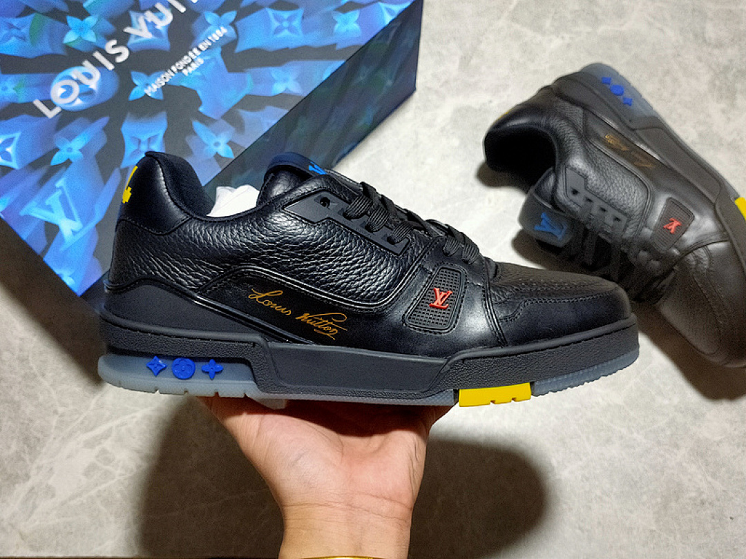 Louis Vuitton [L*V 2021 TRAINER SNEAKERS BLACK/YELLOW/BLUE]-[MAN:38-45] - Image 9