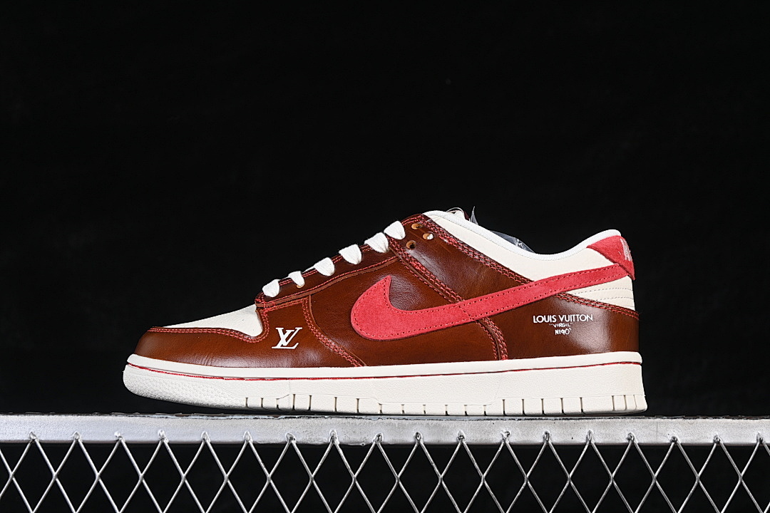 Unbranded [DS6608-025]-[DUNK LOW CASUAL SHOES WINE RED/RED/WHITE]-[WOMAN:36-39]-[MAN:40-45], photo 1