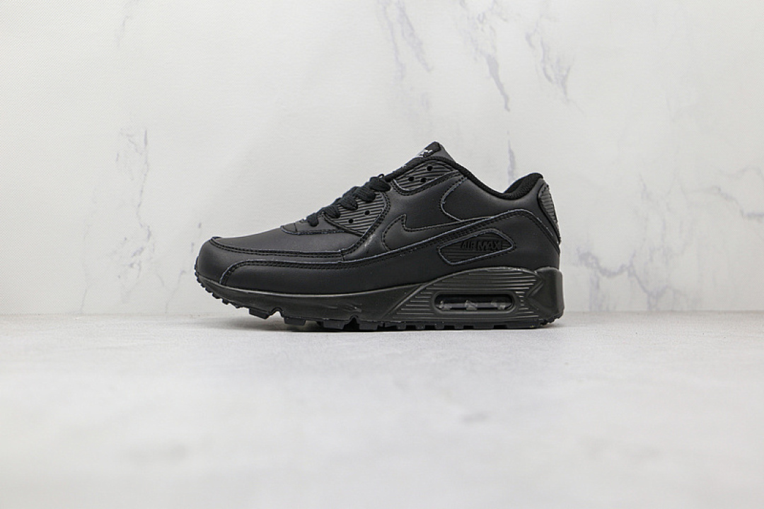 Nike AIR MAX 90 LEATHER BLACK/BLACK/BLACK · 302519-001, photo 1