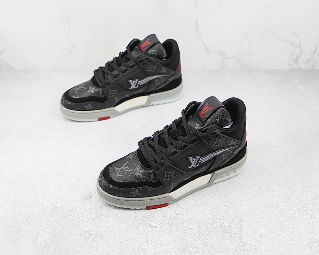 Louis Vuitton [L*V TRAINER SNEAKERS BLACK/BLACK/GREY]-[MAN:39-45] - Image 5