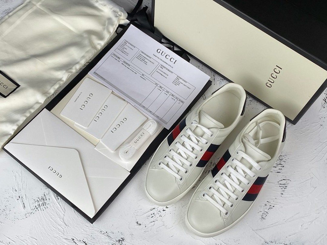 Gucci [GU*CCI ACE EMBROIDERED LOW-TOP SNEAKER WHITE/NAVY BLUE/RED]-[UNISEX:34-48] - Image 3