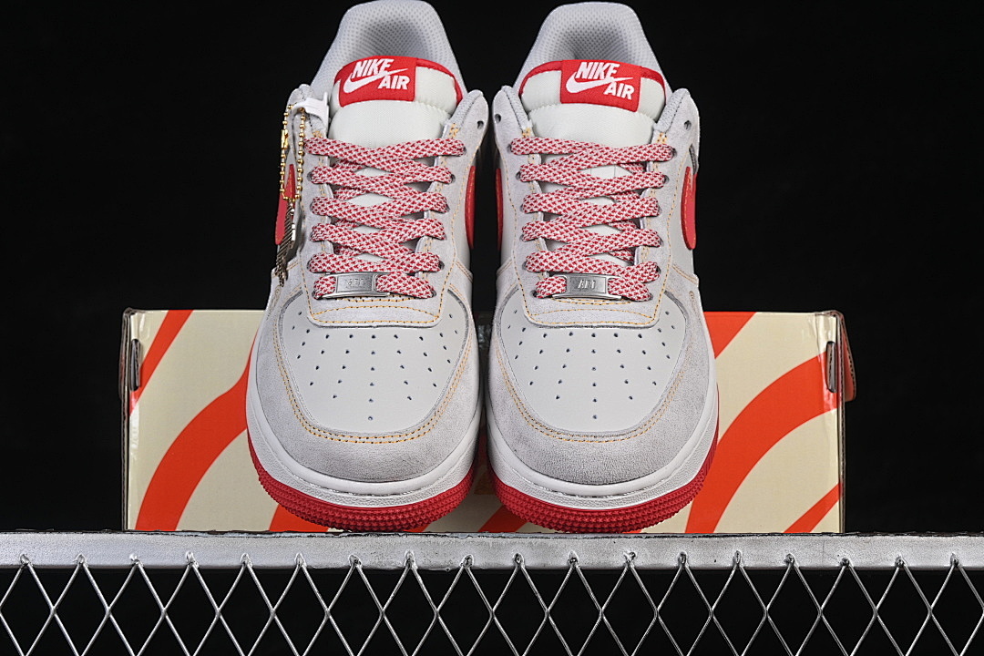 Nike [HT5088-629]-[AIR FORCE 1 07 LOW CASUAL SNEAKERS GREY/RED/BLACK]-[WOMAN:36-39]-[MAN:40-45] - Image 13