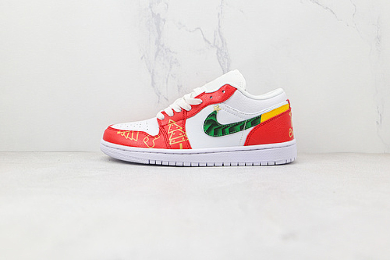 Jordan AIR Jordan 1 LOW WHITE/ORANGE/GREEN-YELLOW · 553558-130, photo 1