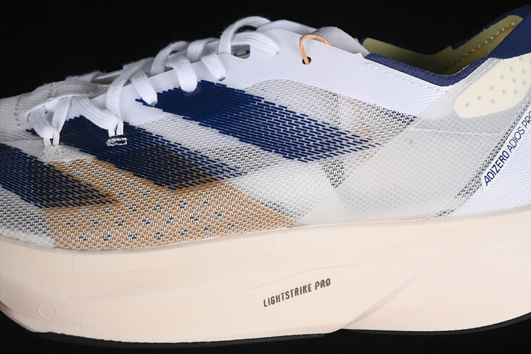 Adidas [IG6438]-[ADIZERO ADIOS PRO 3 CLOUD WHITE/DARK BLUE/GOLD METALLIC]-[WOMAN:36-39]-[MAN:40-45] - Image 8