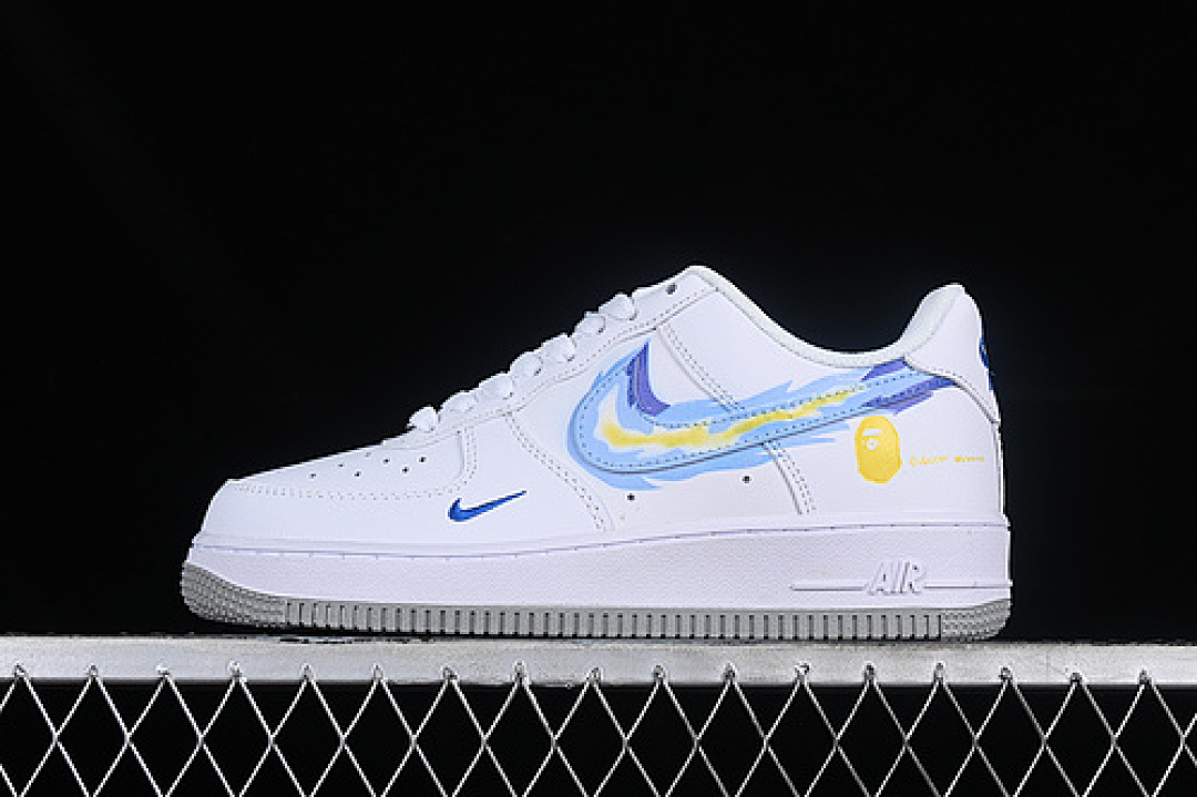 Nike [PF9055-773]-[AIR FORCE 1 07 LOW BAPE WHITE/BLUE/YELLOW]-[WOMAN:36-39]-[MAN:40-45], photo 1