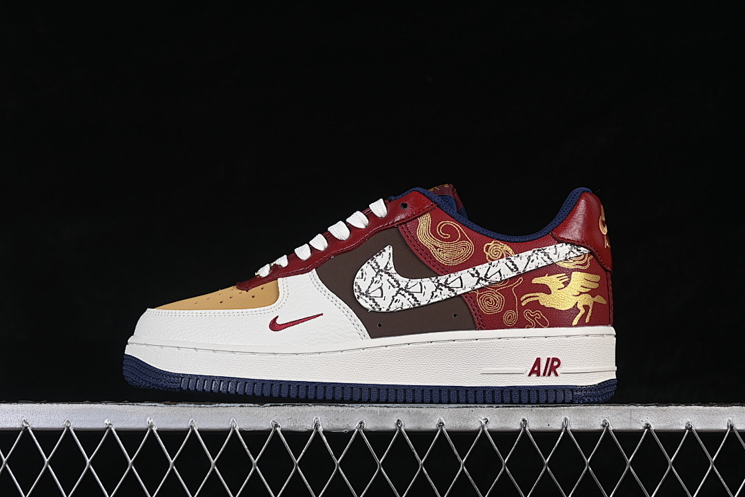 Nike [NH0601-535]-[AIR FORCE 1 07 LOW WHITE/BROWN/RED/NAVY BLUE/GOLD]-[WOMAN:36-39]-[MAN:40-45] - Image 2