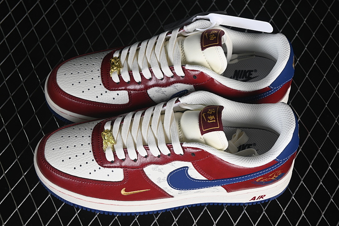 Nike [FV4921-600]-[AIR FORCE 1 07 LOW CASUAL SNEAKERS WHITE/WINE RED/BLUE]-[WOMAN:36-39]-[MAN:40-45] - Image 11