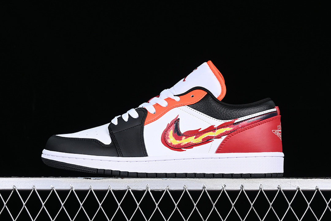 Jordan [FJ7222-101]-[AIR JORDAN 1 LOW FLAMING SWOOSH WHITE/RED/BLACK/ORANGE]-[UNISEX:36-46], photo 1