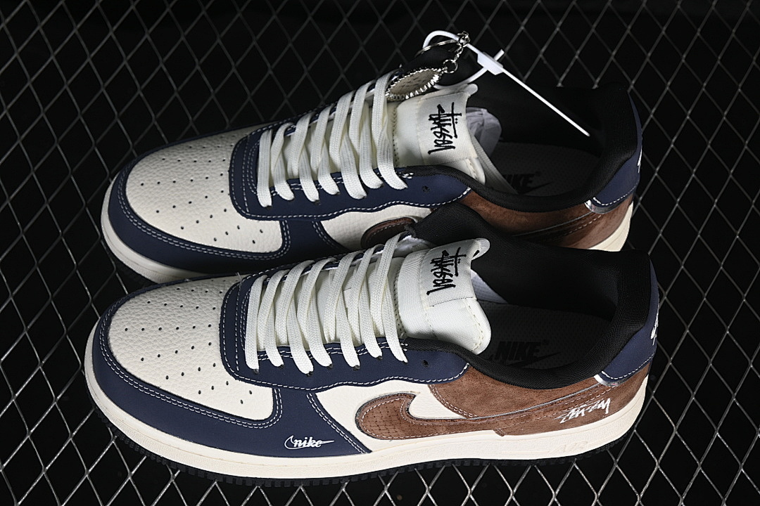 Nike [DF0188-105]-[AIR FORCE 1 07 LOW WHITE/NAVY BLUE/BROWN]-[WOMAN:36-39]-[MAN:40-45] - Image 11