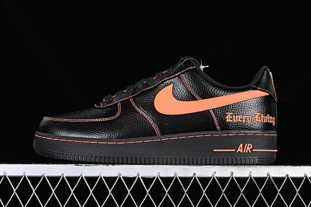 Nike [AA5360-001]-[VLONE AIR FORCE 1 07 LOW BLACK/ORANGE]-[WOMAN:35.5-39]-[MAN:40-48.5], photo 1