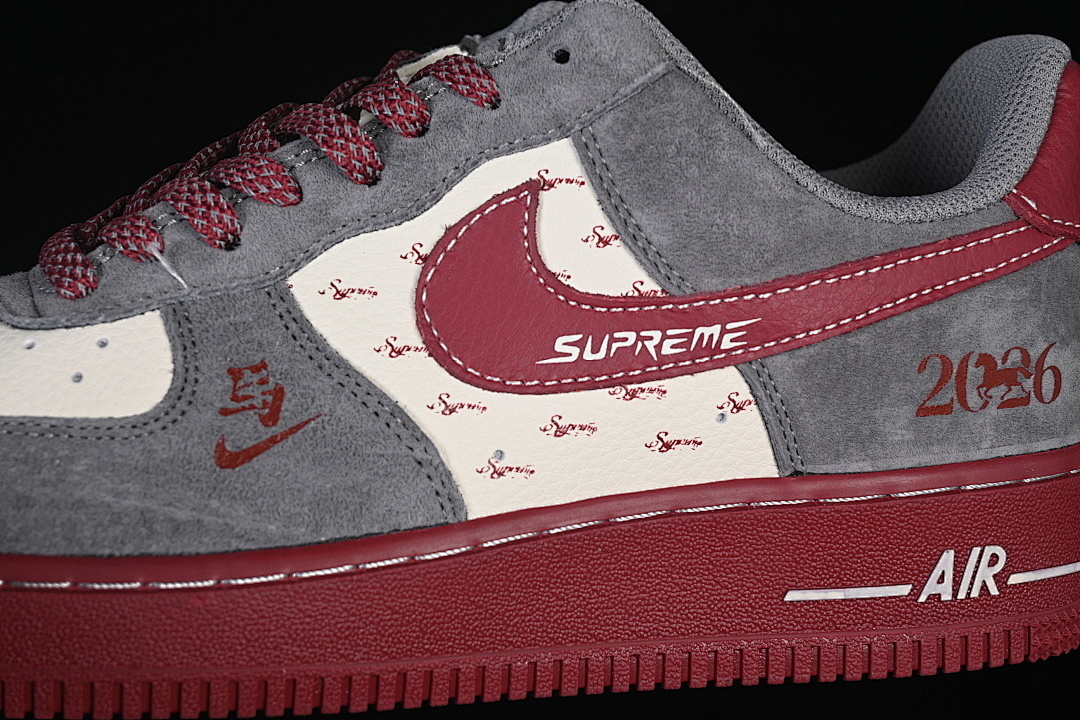 Nike [XL1982-335]-[AIR FORCE 1 07 LOW BEIGE/GREY/WINE RED]-[WOMAN:36-39]-[MAN:40-45] - Image 8