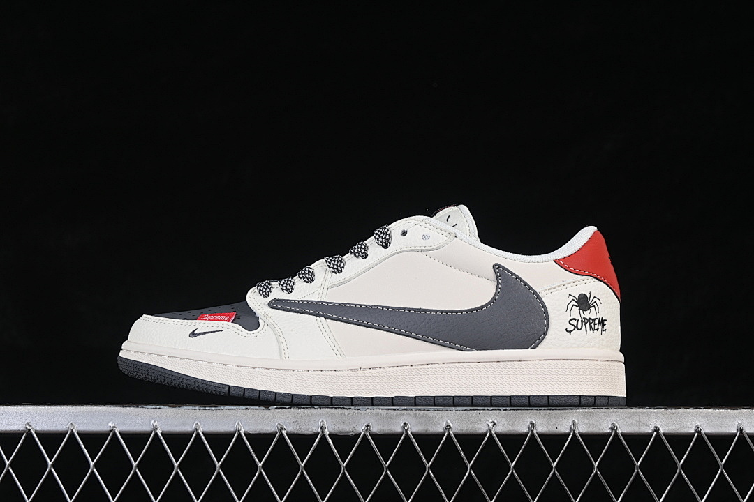 Jordan [QW5088-210]-[AIR JORDAN 1 LOW AJ1 CASUAL SNEAKERS GREY/RED/WHITE]-[WOMAN:36-39]-[MAN:40-45], photo 1