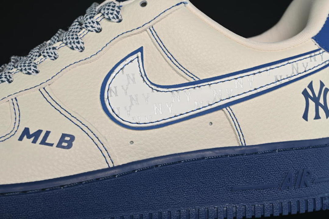 Nike [KJ1688-010]-[AIR FORCE 1 07 LOW MLB BEIGE/BLUE]-[WOMAN:36-39]-[MAN:40-45] - Image 8