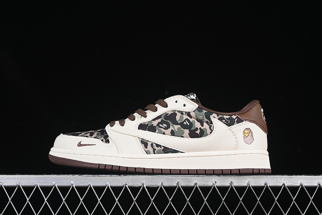Jordan [XS2024-019]-[TRAVIS SCOTT X FRAGMENT DESIGN AIR JORDAN 1 LOW OG SP WHITE/BROWN/GREEN][36-45], photo 1
