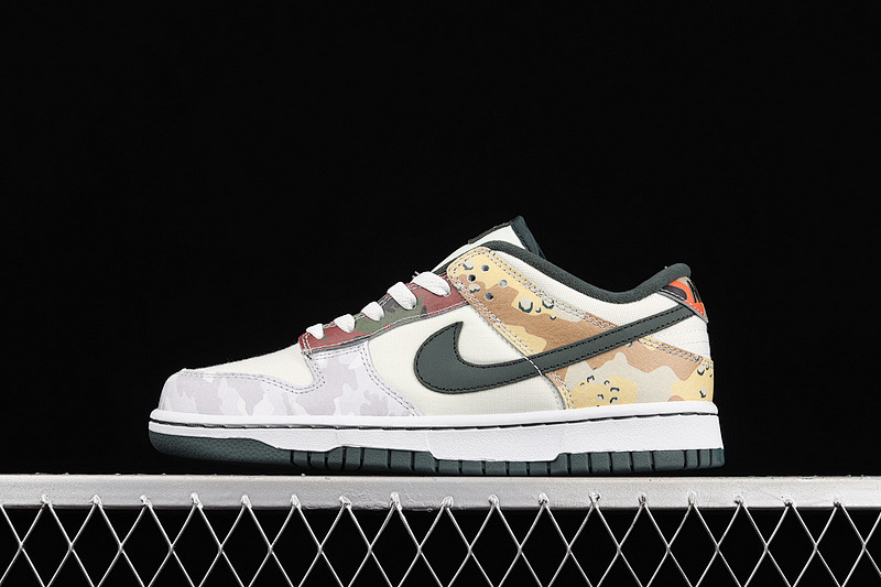 Nike DUNK LOW SE SAIL MULTI CAMO SAIL/VINTAGE GREEN-TOTAL ORANGE · DH0957-100, photo 1