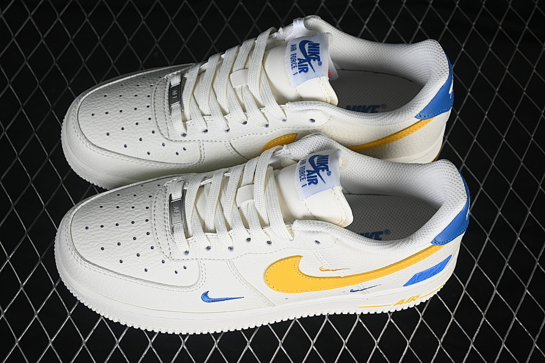 Nike [FZ1151-100]-[AIR FORCE 1 07 LOW CASUAL SNEAKERS WHITE/YELLOW/BLUE]-[WOMAN:36-39]-[MAN:40-45] - Image 11