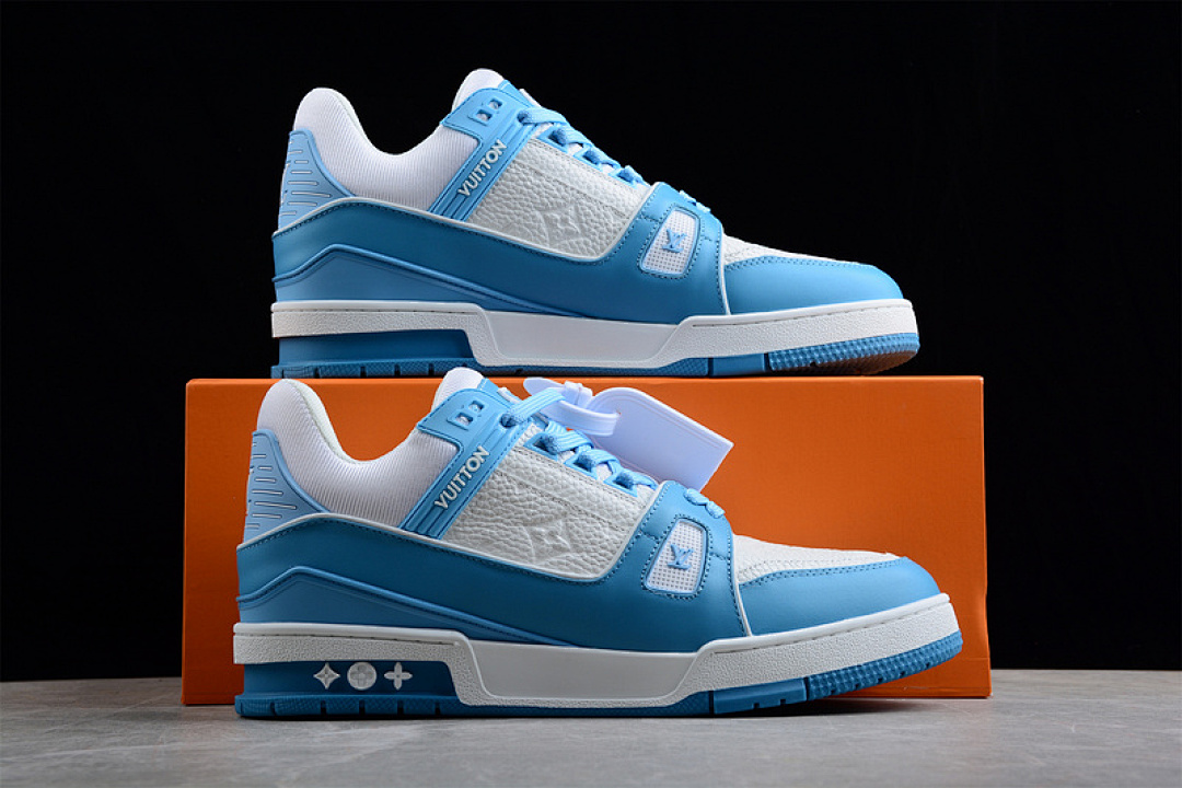 Louis Vuitton [L*V LOW TRAINER SNEAKERS WHITE/WHITE/BLUE]-[WOMAN:35-39]-[MAN:40-45] - Image 16