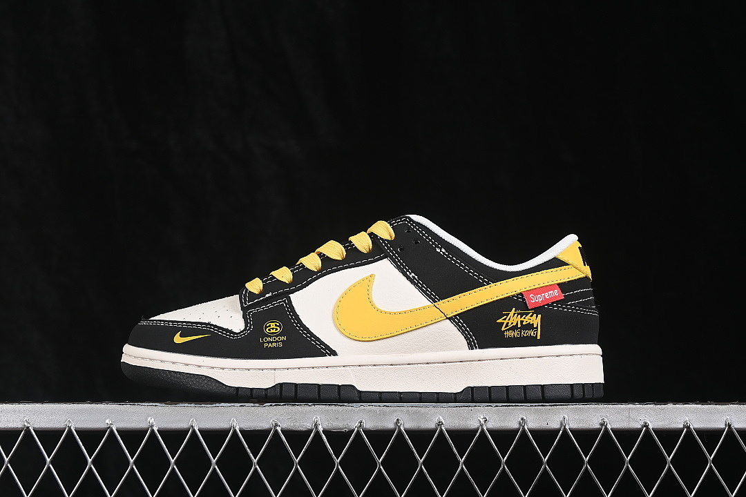 Nike DUNK LOW CASUAL SNEAKERS BLACK/YELLOW/WHITE · DZ1314-008, photo 1
