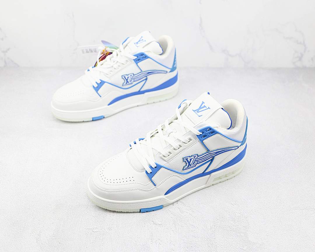 Louis Vuitton [L*V SHOES TRAINER WHITE/WHITE/BLUE]-[MAN:39-45] - Image 5