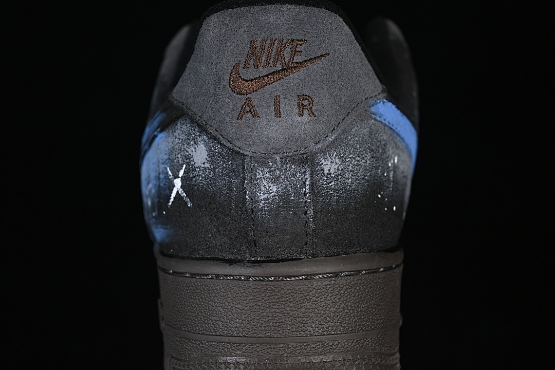 Nike [DO6730-101]-[AIR FORCE 1 07 LOW CASUAL SNEAKERS BLACK/BLUE]-[WOMAN:36-39]-[MAN:40-45] - Image 7