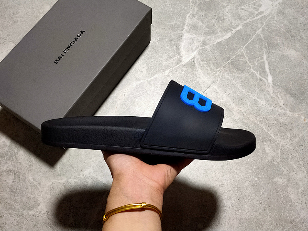 Balenciaga [BA*LEN*CIAGA LOGO POOL SIDES BLACK/BLACK/BLUE]-[WOMAN:35-39]-[MAN:40-45] - Image 6