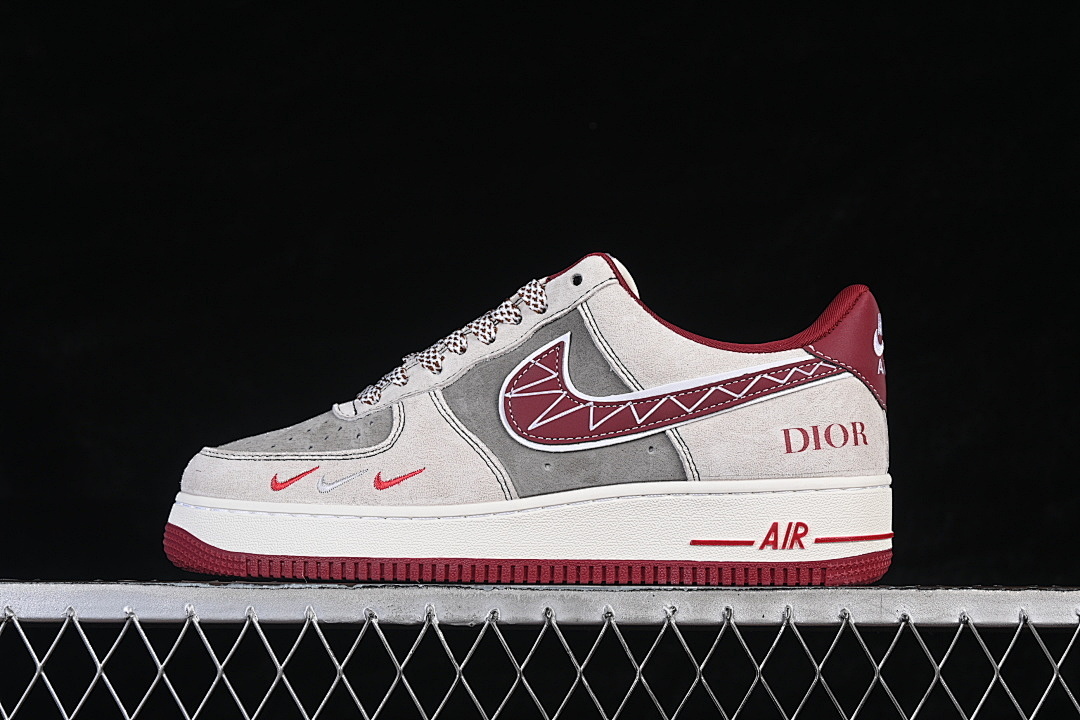 Nike [SY1388-028]-[AIR FORCE 1 07 LOW WHITE/GREY/WINE RED]-[WOMAN:36-39]-[MAN:40-45] - Image 2