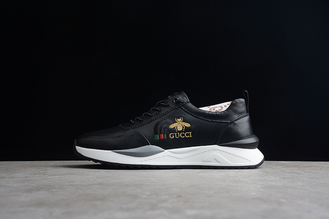 [GU*CCI SPORTS SHOES BLACK/WHITE/GOLD]-[MAN:38-44], photo 1