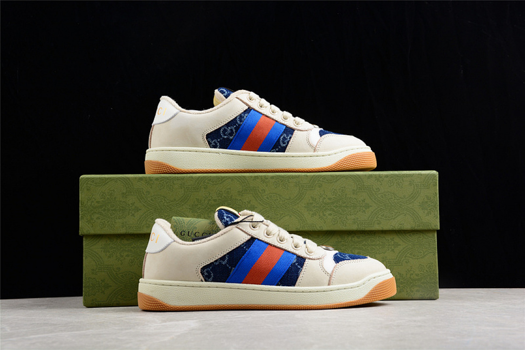 Gucci [GU*CCI DISTRESSED SCREENER SNEAKER BEIGE/NAVY BLUE/RED]-[WOMAN:35-39]-[MAN:40-45] - Image 17