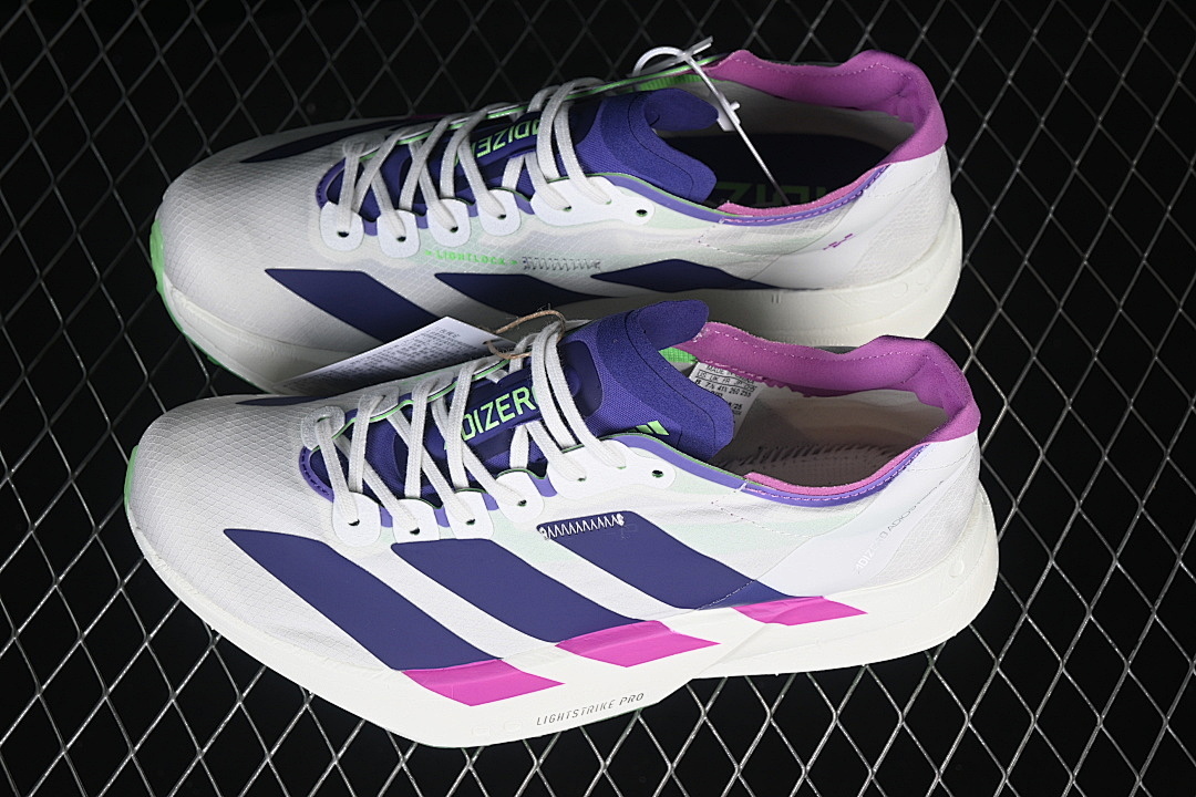 Adidas [JR1656]-[ADIZERO ADIOS PRO 4 CORE WHITE/COLLEGIATE PURPLE/LIME BURST]-[WOMAN:39]-[MAN:40-46] - Image 11