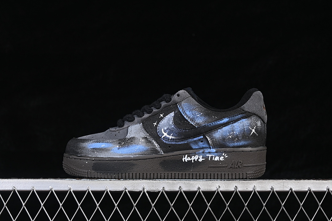 Nike [DO6730-101]-[AIR FORCE 1 07 LOW CASUAL SNEAKERS BLACK/BLUE]-[WOMAN:36-39]-[MAN:40-45] - Image 2