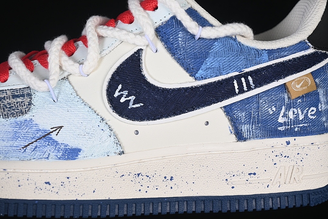 Nike [FB0607-707]-[AIR FORCE 1 07 LOW WHITE/BLUE/BLACK]-[WOMAN:36-39]-[MAN:40-45] - Image 8