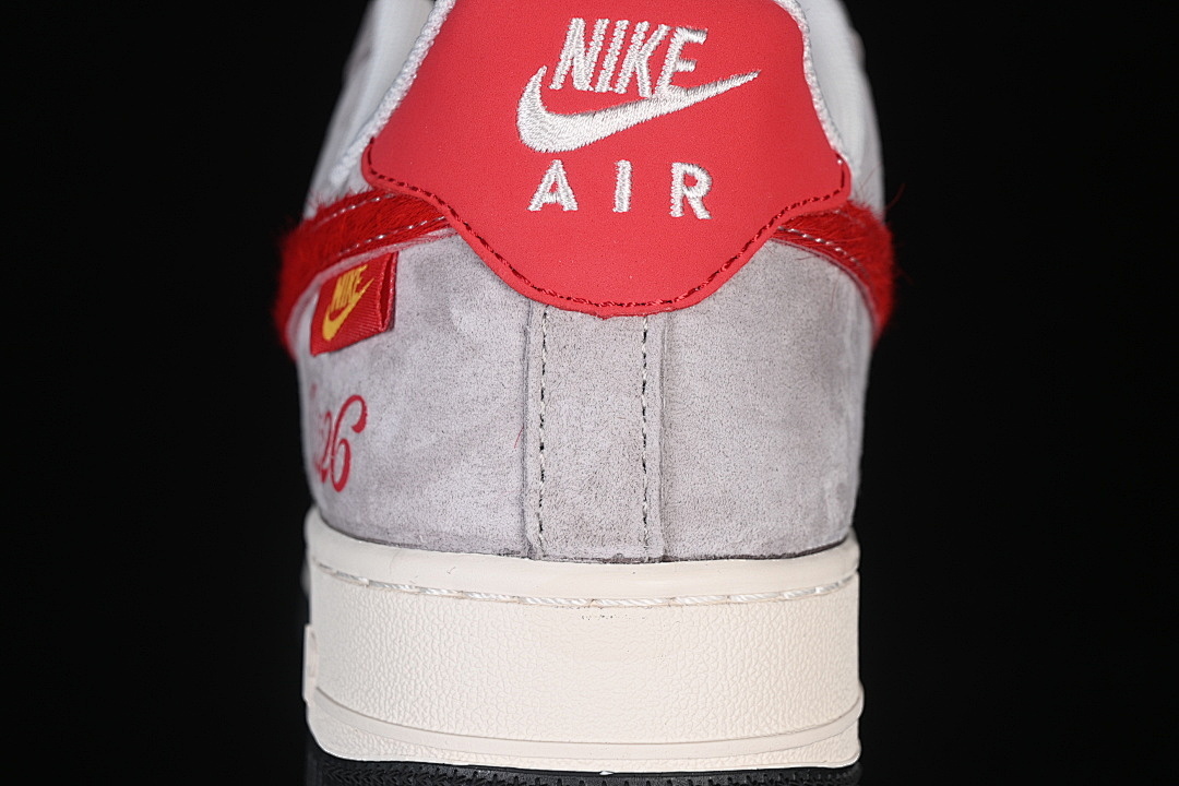 Nike [HT5088-632]-[AIR FORCE 1 07 LOW CASUAL SNEAKERS WHITE/GREY/RED]-[WOMAN:36-39]-[MAN:40-45] - Image 7