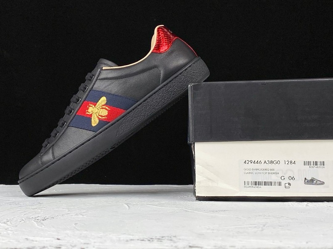 Gucci [GU*CCI ACE EMBROIDERED LOW-TOP SNEAKER BLACK/NAVY BLUE/RED-GOLD]-[UNISEX:34-48] - Image 3