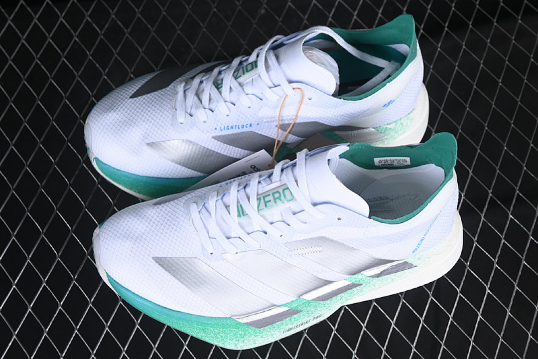 Adidas [JR9707]-[ADIZERO ADIOS 4 M WHITE/SILVER/GREEN]-[WOMAN:36-39]-[MAN:40-45] - Image 11