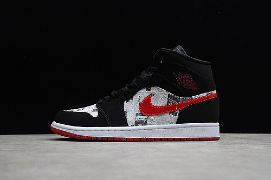 Jordan [852542-061]-[AIR JORDAN 1 MID SE NEWSPAPER BLACK/WHITE/RED]-[WOMAN:36-39]-[MAN:40-46], photo 1