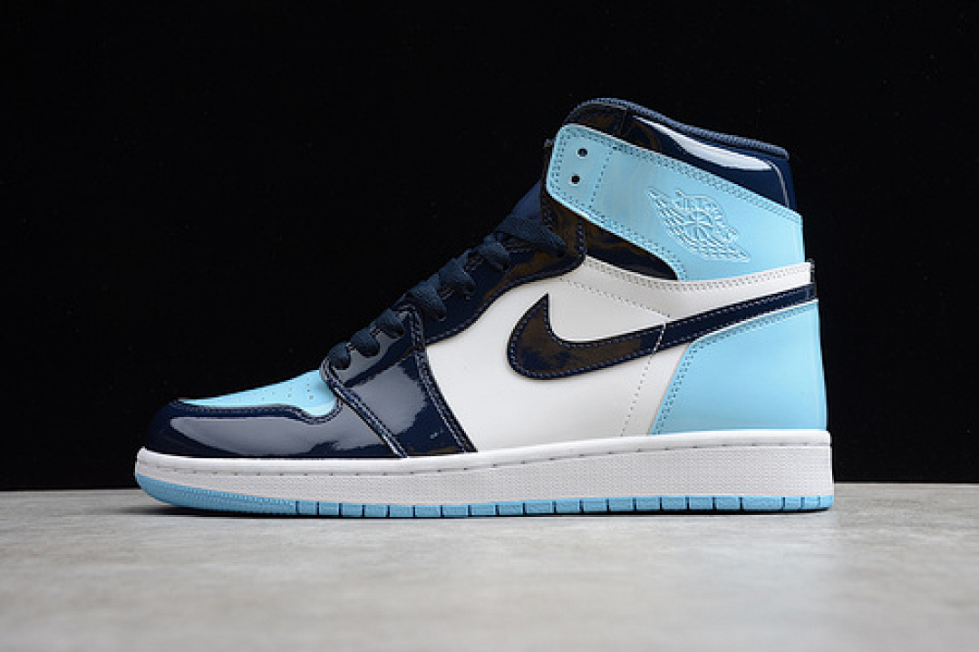 Jordan ST AIR Jordan 1 HIGH OG UNC PATENT LEATHER OBSIDIAN/BLUE/WHITE · CD0461-401, photo 1