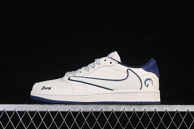 Jordan FRAGMENT DESIGN AIR Jordan 1 LOW OG SP BEIGE/NAVY BLUE · FF9989-013, photo 1