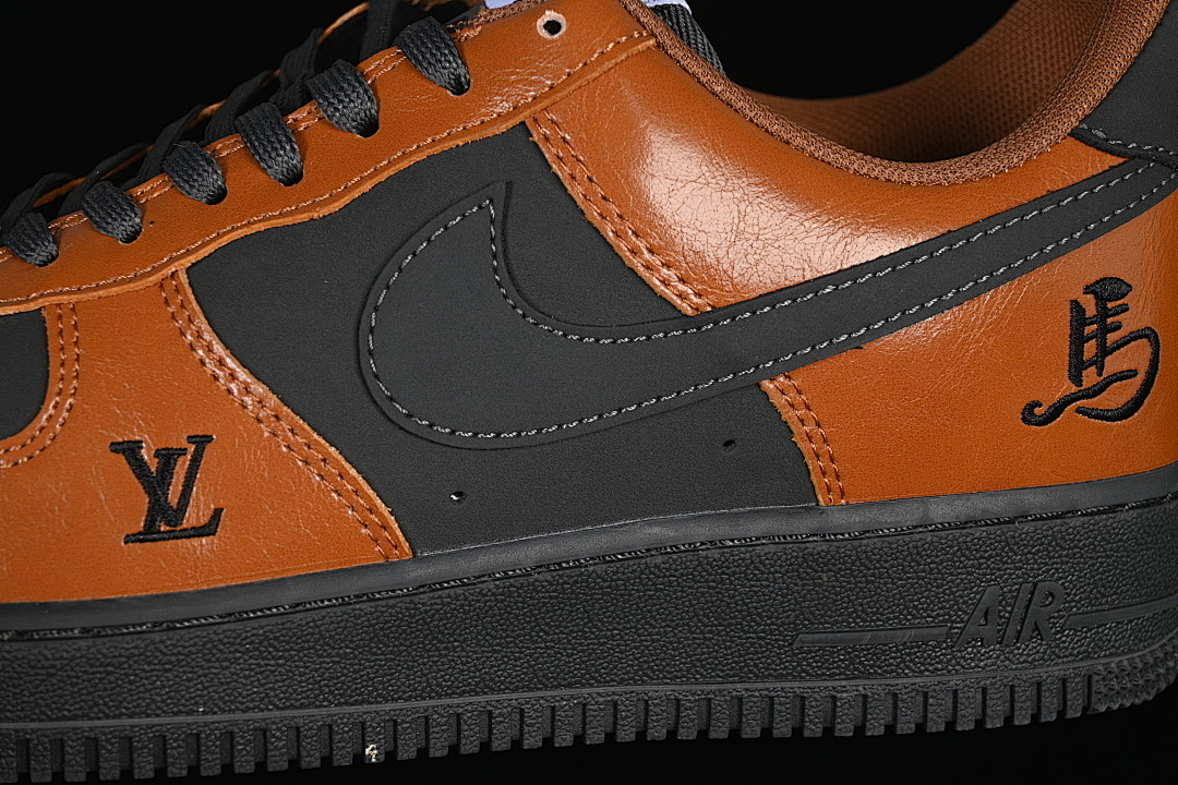 Nike [XY9025-009]-[AIR FORCE 1 07 LOW LOW-TOP CASUAL SNEAKERS BLACK/BROWN]-[WOMAN:36-39]-[MAN:40-45] - Image 8