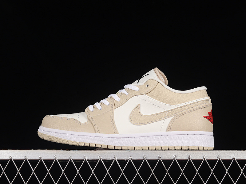 Jordan AIR Jordan 1 LOW SE GCEL SAIL/RATTAN/WHITE/BLACK/UNIVERSITY RED · FB7168-121, photo 1