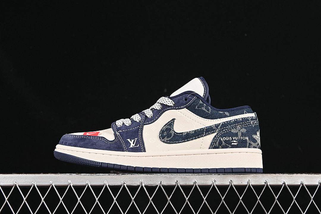 Jordan [YX5066-368]-[AIR JORDAN 1 LOW LV WHITE/GREY/BLUE]-[WOMAN:36-39]-[MAN:40-45], photo 1