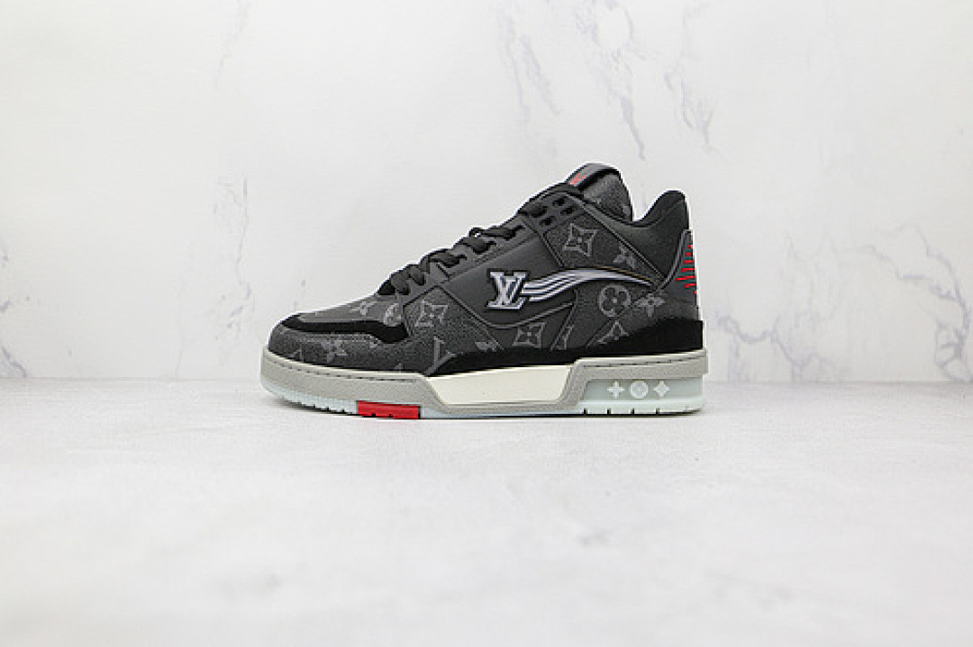 Louis Vuitton [L*V TRAINER SNEAKERS BLACK/BLACK/GREY]-[MAN:39-45] - Image 2