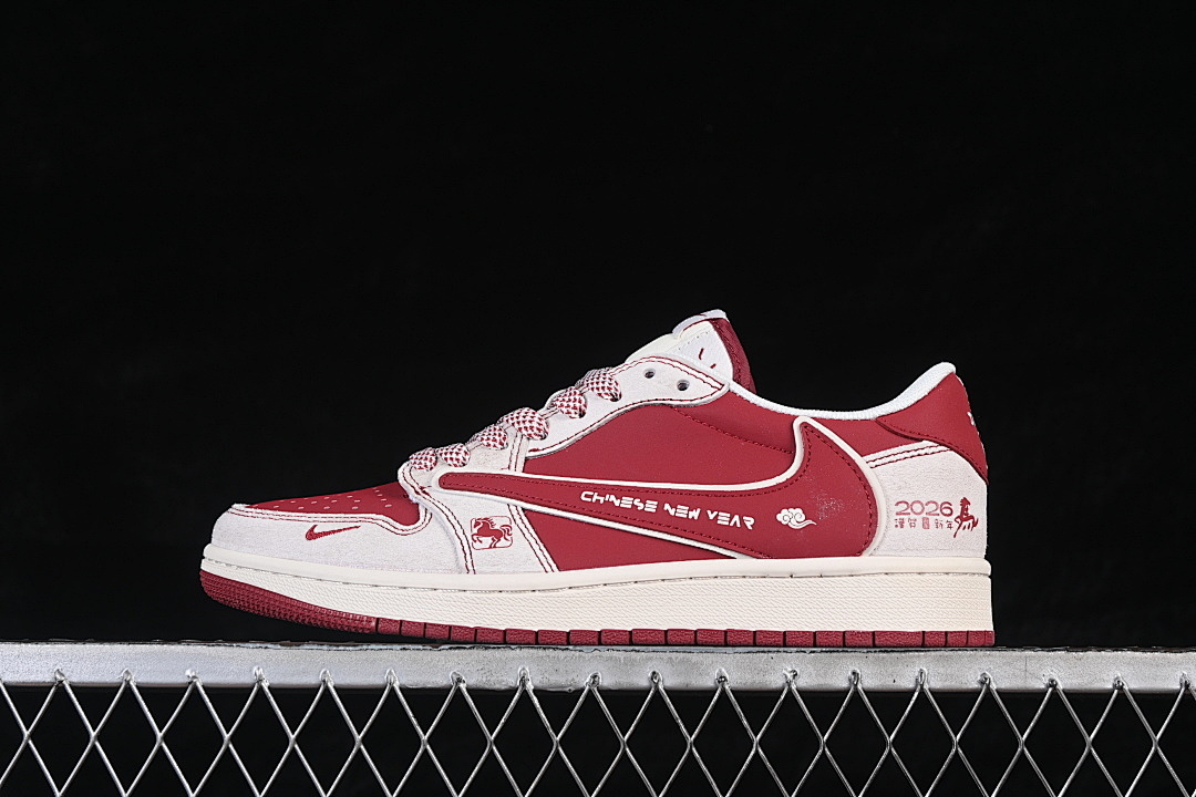Jordan FRAGMENT DESIGN AIR Jordan 1 LOW OG SP BEIGE/WINE RED · JP2026-160, photo 1