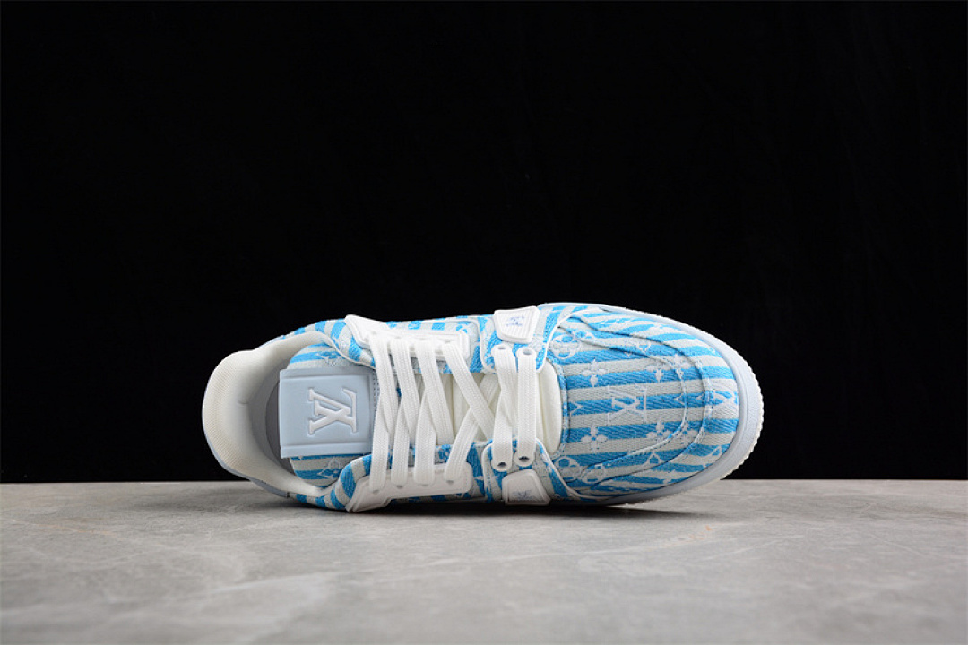 Louis Vuitton [L*V TRAINER SNEAKER LOW BASKETBALL SHOES WHITE/BLUE]-[MAN:38-45] - Image 13