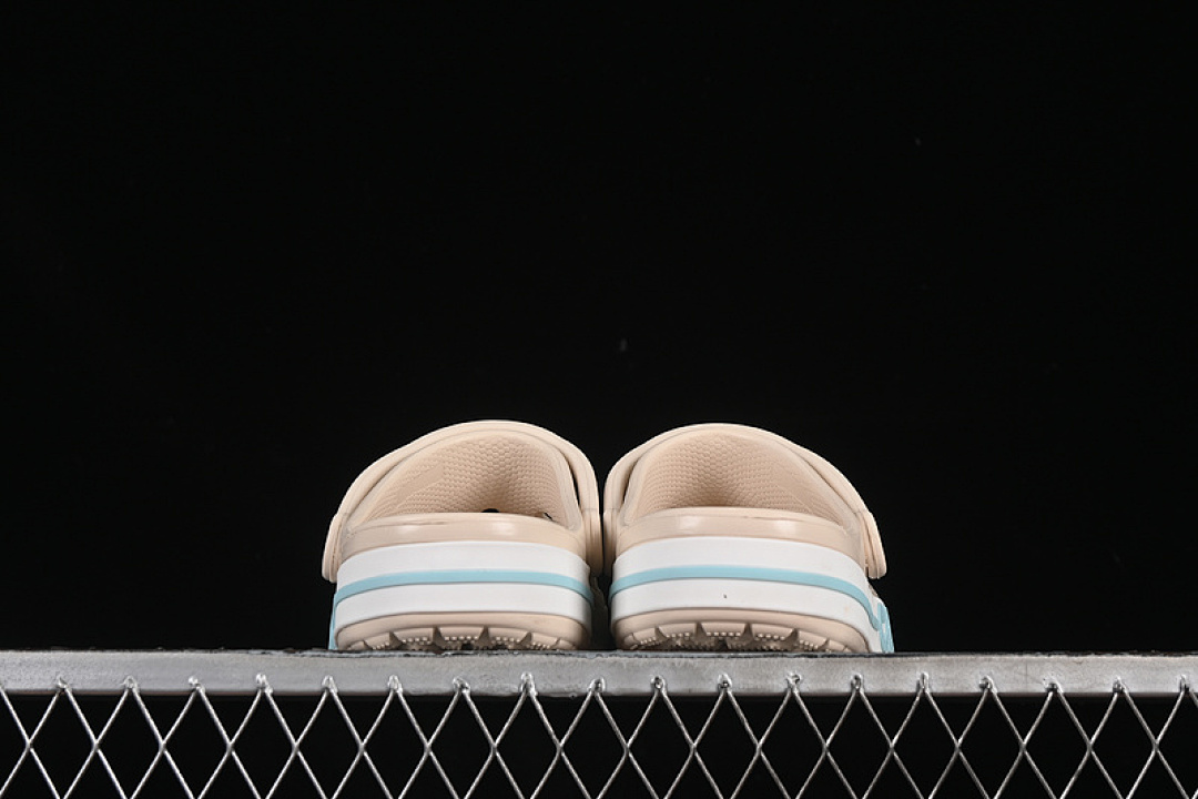 Crocs [CROCS FLAT HOLE SANDALS CLASSIC SUMMER DUAL-USE BEACH SLIPPERS BEIGE/BLUE/WHITE] - Image 8